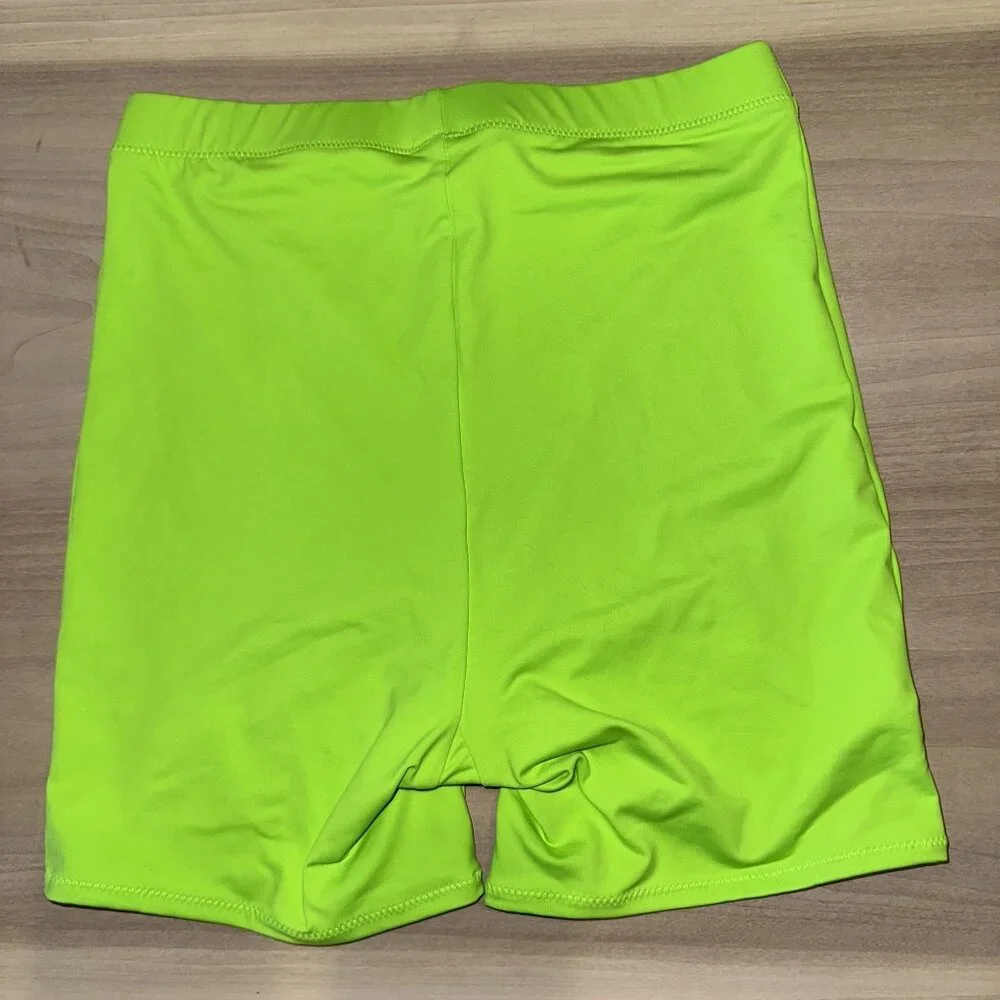 NWOT Skims Signature Swim Mid Waist Neon Green Biker Shorts Women's X-Small XS